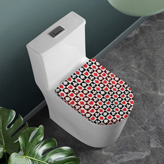 Playing Card Suits Check Pattern Print Toilet Lid Cover