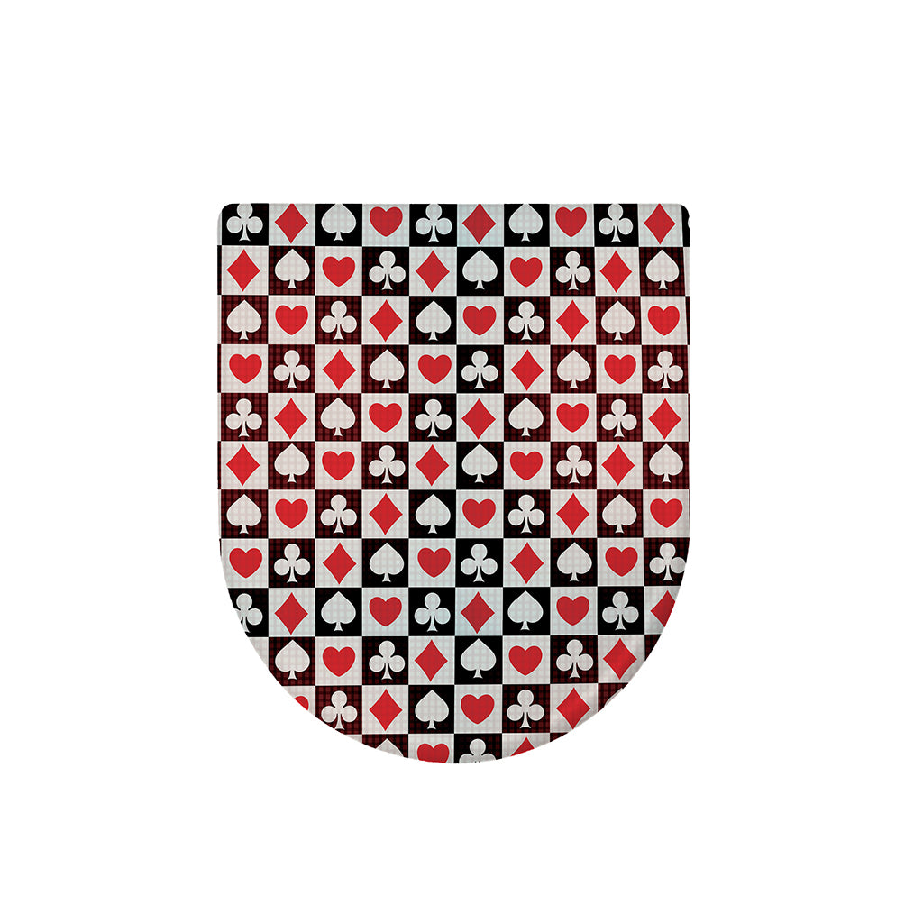 Playing Card Suits Check Pattern Print Toilet Lid Cover