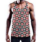 Playing Card Suits Check Pattern Print Training Tank Top