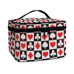 Playing Card Suits Check Pattern Print Travel Makeup Bag
