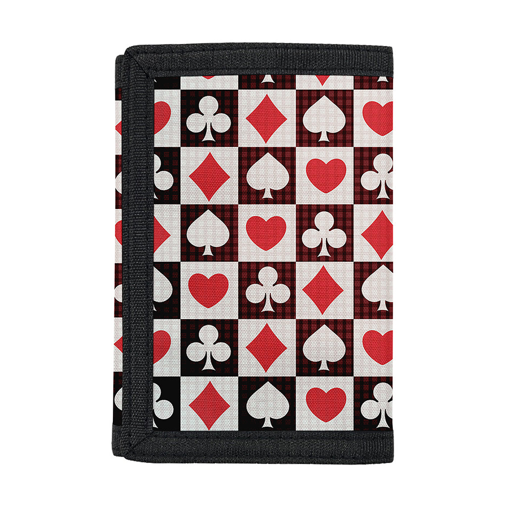 Playing Card Suits Check Pattern Print Trifold Wallet