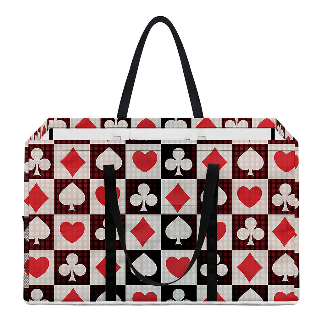 Playing Card Suits Check Pattern Print Utility Tote Bag