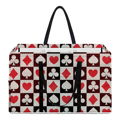 Playing Card Suits Check Pattern Print Utility Tote Bag