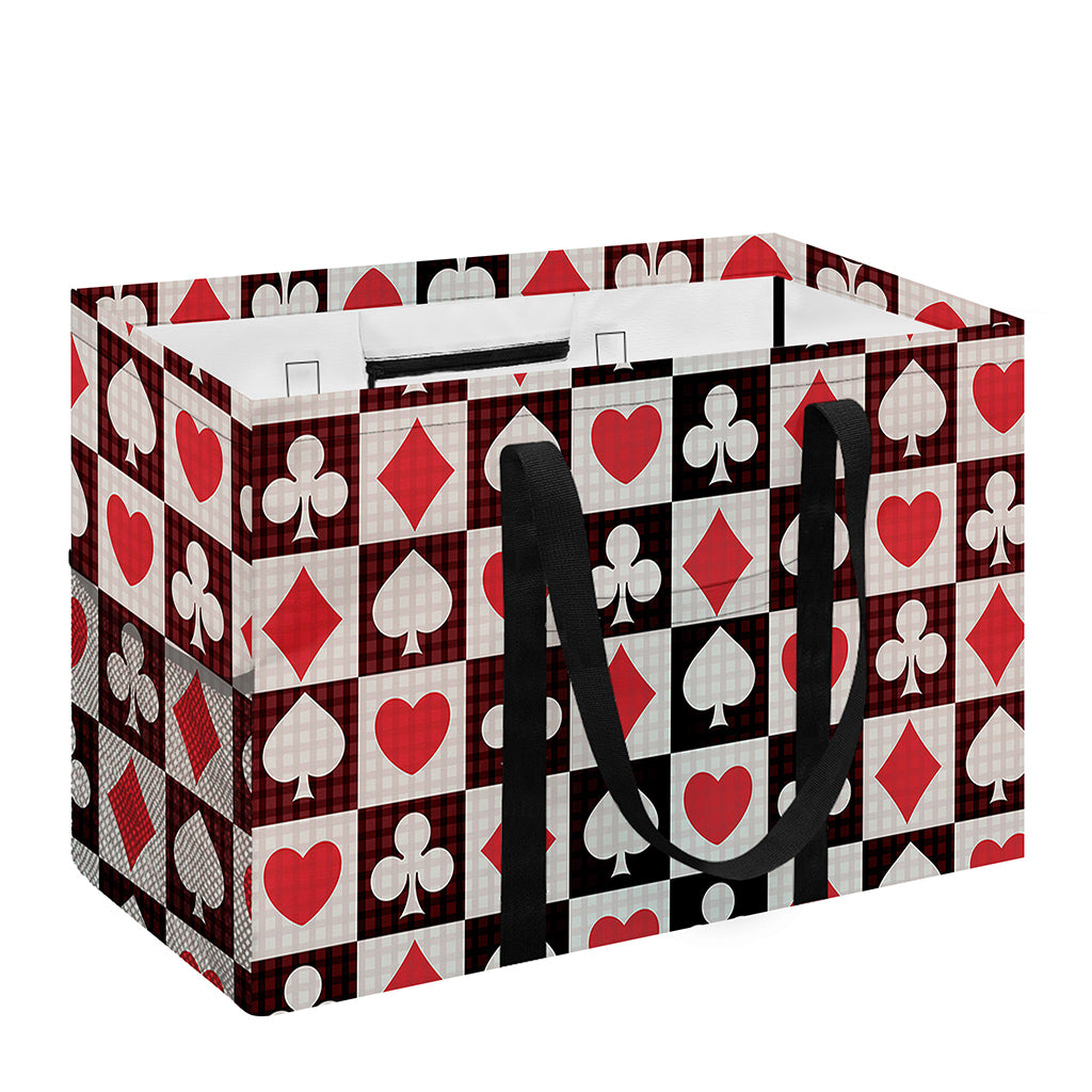 Playing Card Suits Check Pattern Print Utility Tote Bag