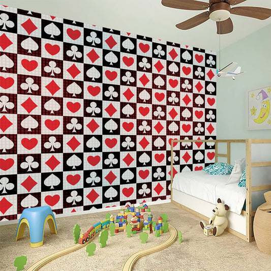 Playing Card Suits Check Pattern Print Wall Sticker