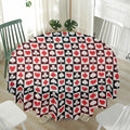 Playing Card Suits Check Pattern Print Waterproof Round Tablecloth