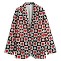 Playing Card Suits Check Pattern Print Women's Blazer