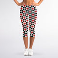 Playing Card Suits Check Pattern Print Women's Capri Leggings