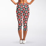Playing Card Suits Check Pattern Print Women's Capri Leggings