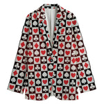 Playing Card Suits Check Pattern Print Women's Cotton Blazer