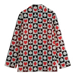 Playing Card Suits Check Pattern Print Women's Cotton Blazer