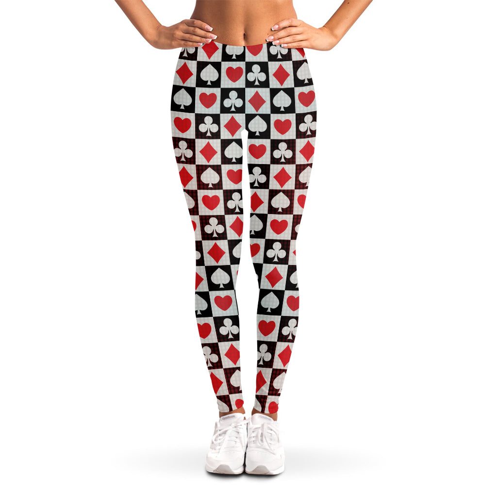 Playing Card Suits Check Pattern Print Women's Leggings