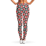 Playing Card Suits Check Pattern Print Women's Leggings