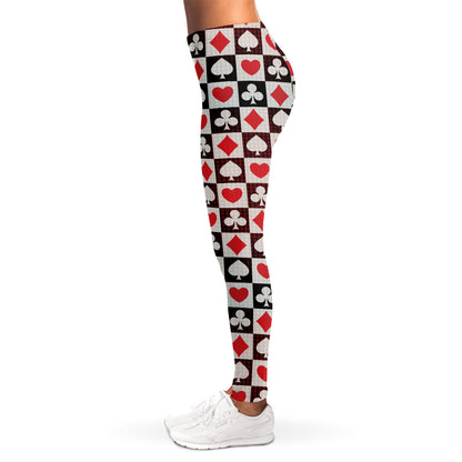 Playing Card Suits Check Pattern Print Women's Leggings