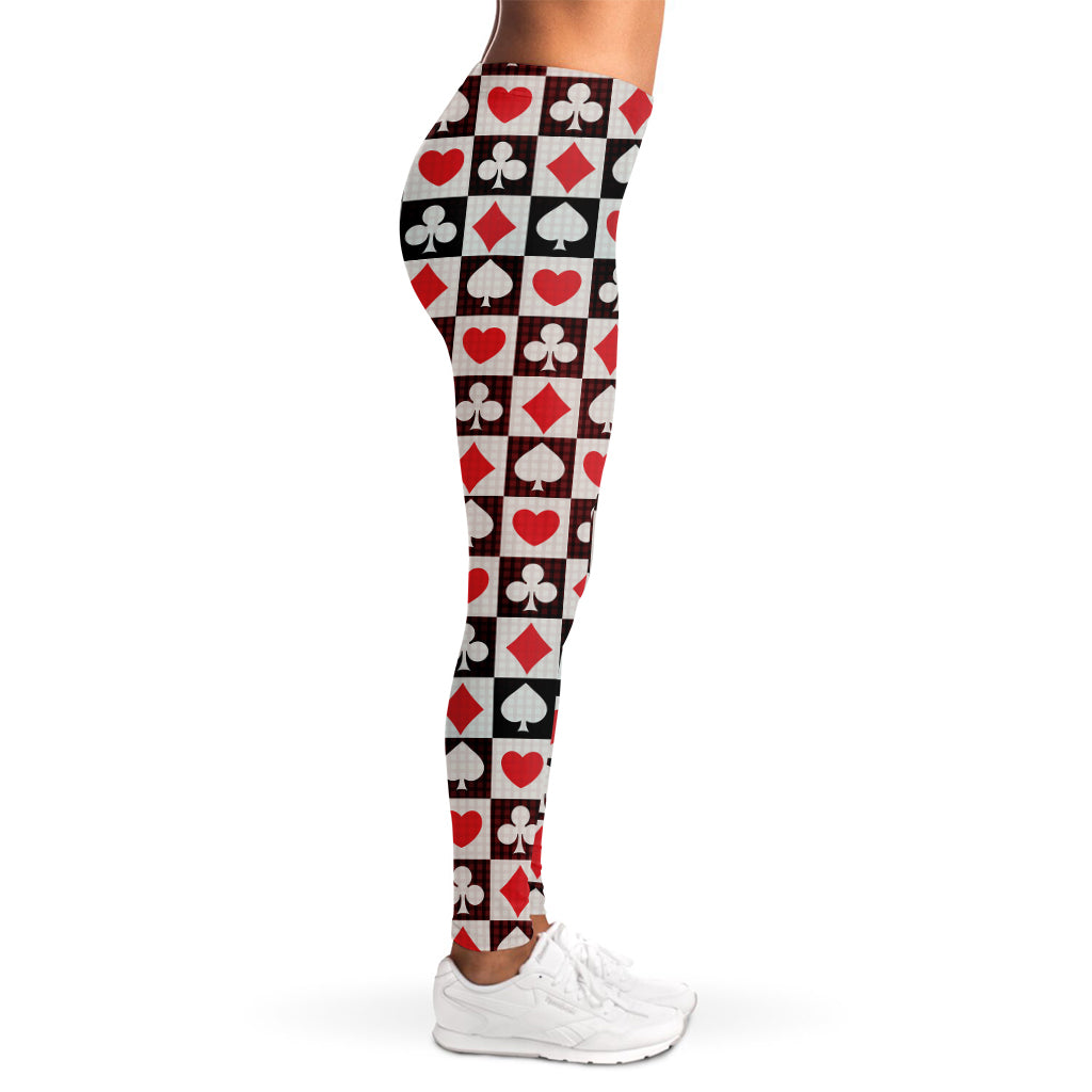 Playing Card Suits Check Pattern Print Women's Leggings