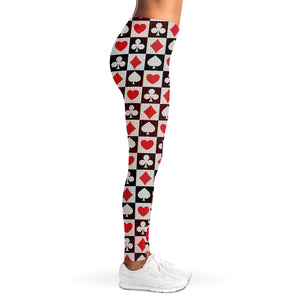 Playing Card Suits Check Pattern Print Women's Leggings