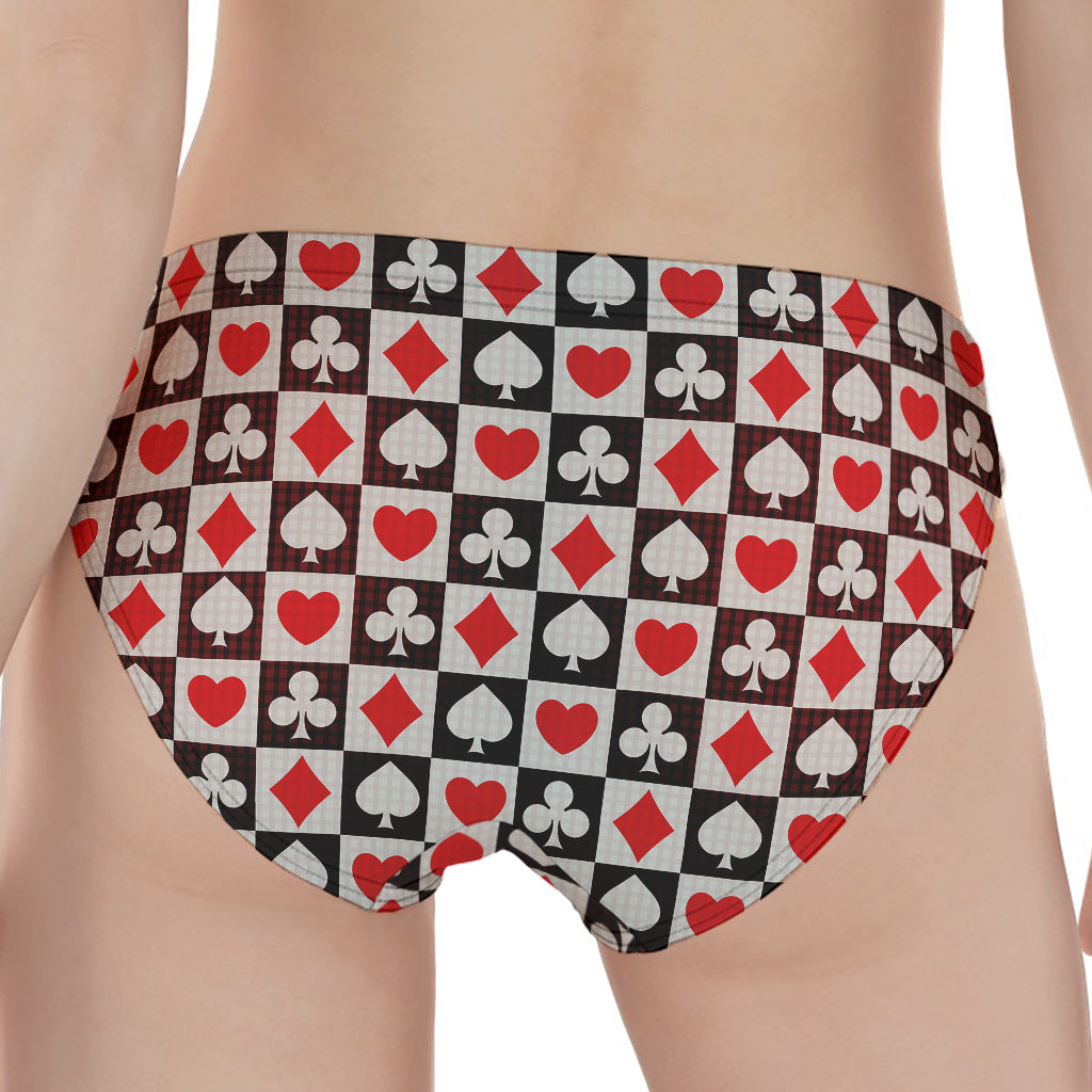 Playing Card Suits Check Pattern Print Women's Panties