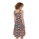 Playing Card Suits Check Pattern Print Women's Sleeveless Dress