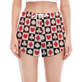 Playing Card Suits Check Pattern Print Women's Split Running Shorts