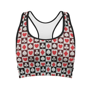 Playing Card Suits Check Pattern Print Women's Sports Bra