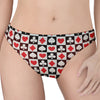 Playing Card Suits Check Pattern Print Women's Thong