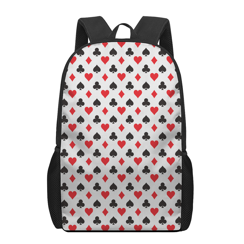 Playing Card Suits Pattern Print 17 Inch Backpack