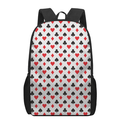 Playing Card Suits Pattern Print 17 Inch Backpack