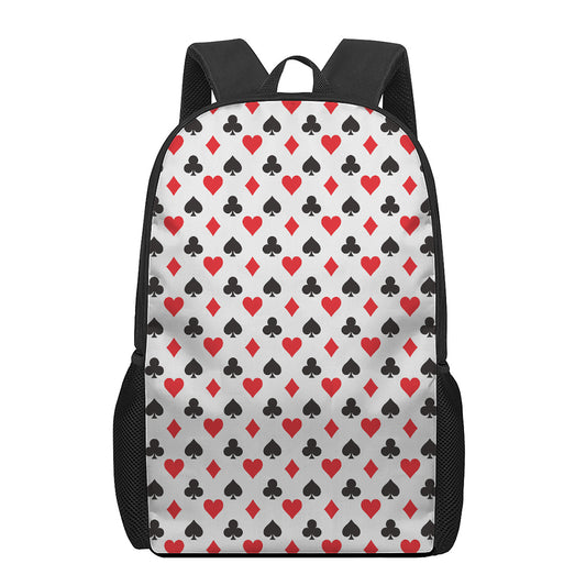Playing Card Suits Pattern Print 17 Inch Backpack