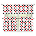Playing Card Suits Pattern Print 3 Piece Kitchen Curtains