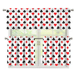Playing Card Suits Pattern Print 3 Piece Kitchen Curtains