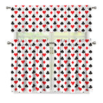 Playing Card Suits Pattern Print 3 Piece Kitchen Curtains