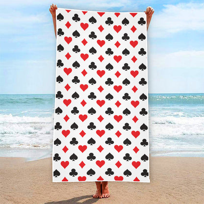 Playing Card Suits Pattern Print Beach Towel