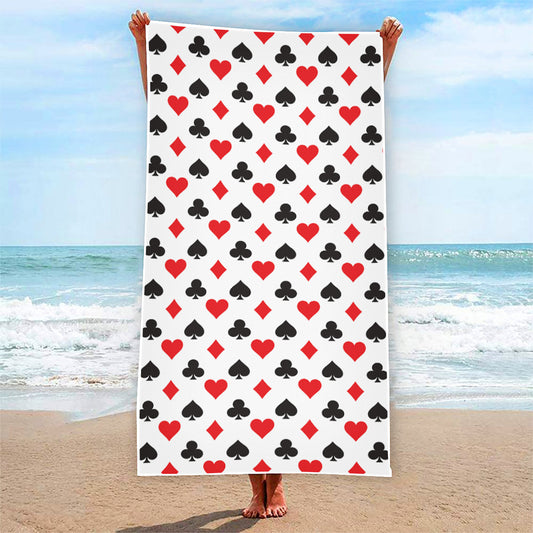 Playing Card Suits Pattern Print Beach Towel