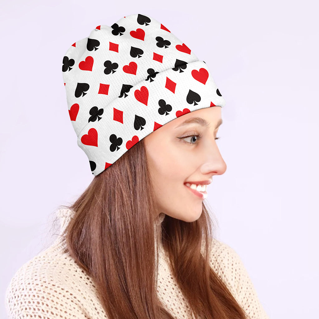 Playing Card Suits Pattern Print Beanie