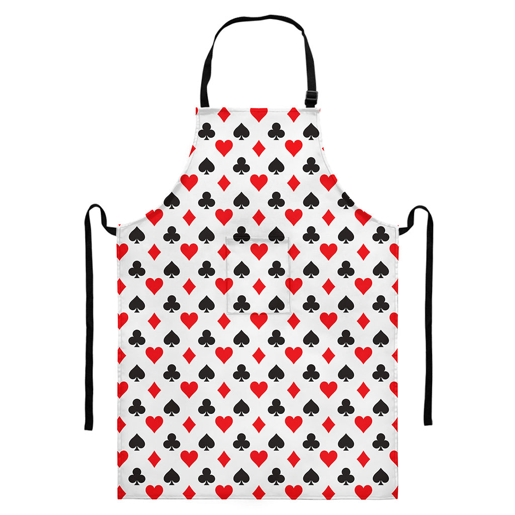 Playing Card Suits Pattern Print Bib Apron With Pocket