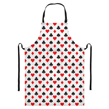 Playing Card Suits Pattern Print Bib Apron With Pocket