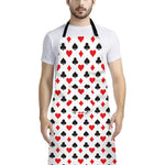 Playing Card Suits Pattern Print Bib Apron With Pocket