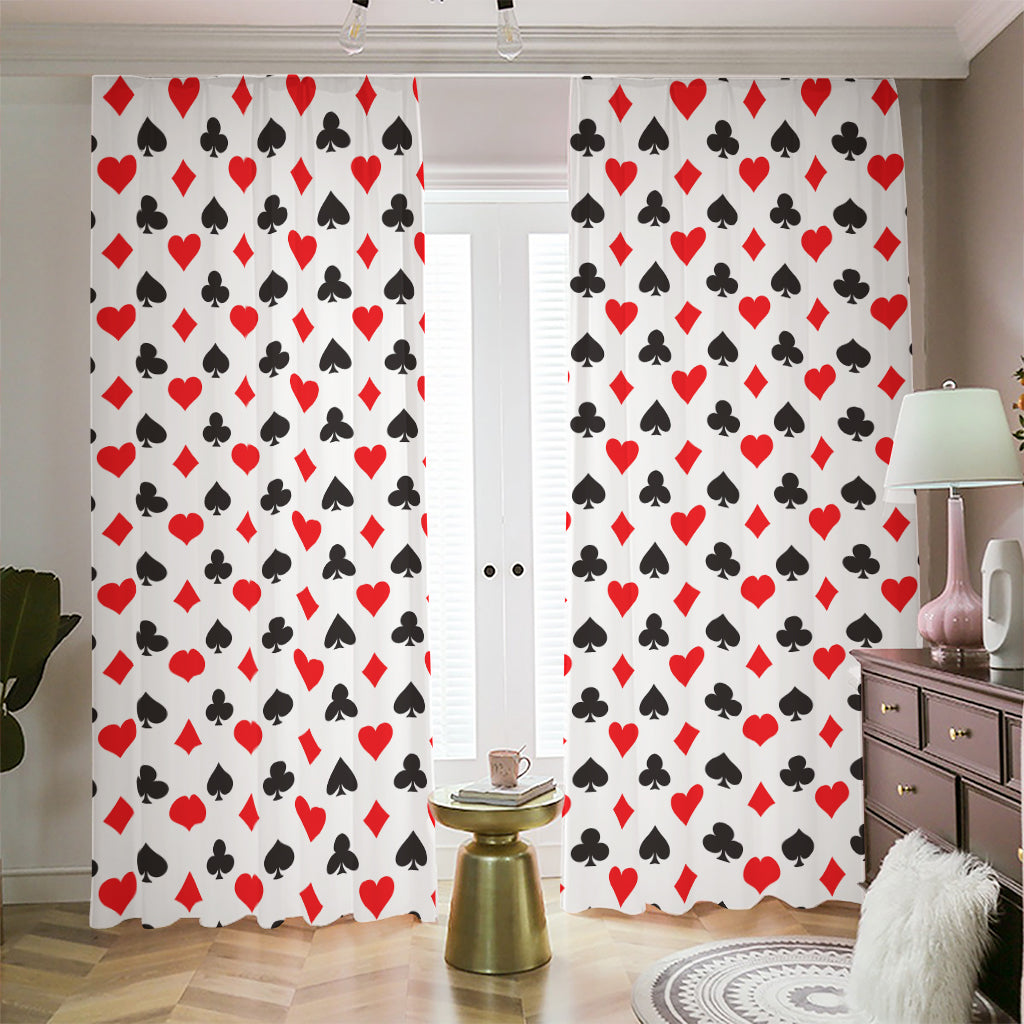 Playing Card Suits Pattern Print Blackout Pencil Pleat Curtains