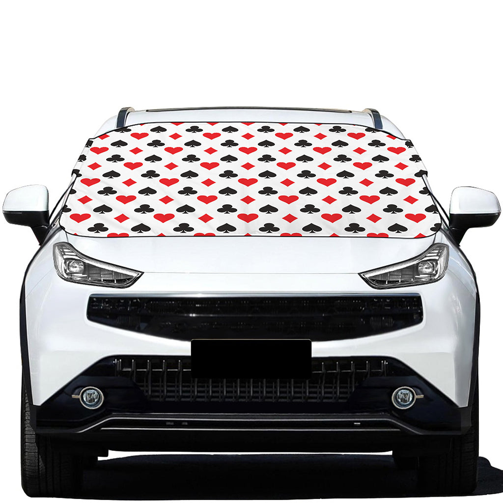 Playing Card Suits Pattern Print Car Windshield Snow Cover