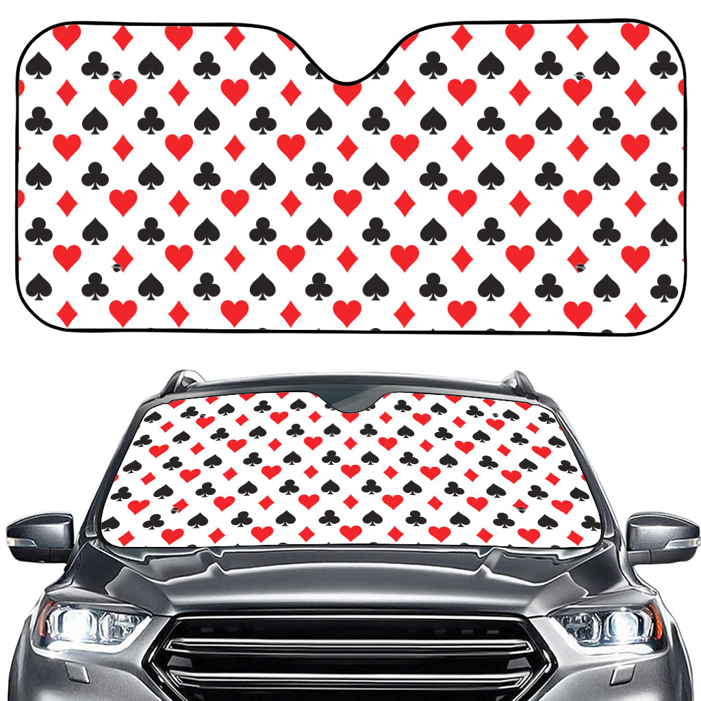 Playing Card Suits Pattern Print Car Windshield Sun Shade