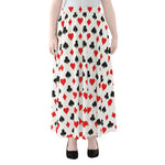 Playing Card Suits Pattern Print Chiffon Maxi Skirt