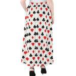 Playing Card Suits Pattern Print Chiffon Maxi Skirt
