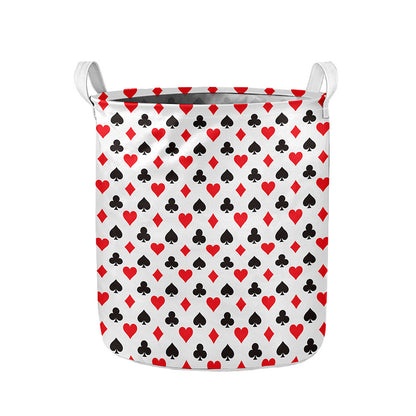 Playing Card Suits Pattern Print Collapsible Laundry Basket