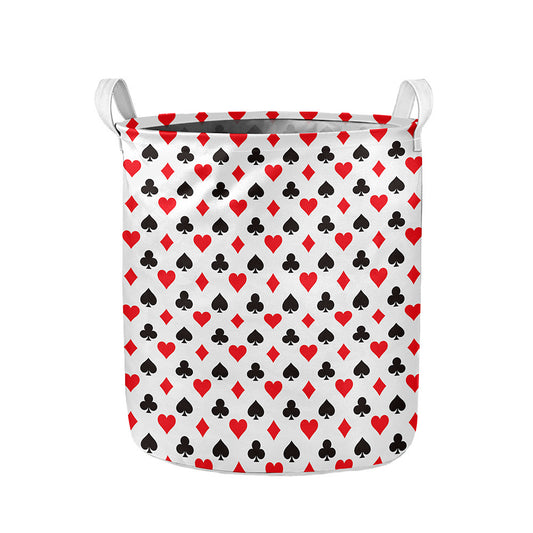 Playing Card Suits Pattern Print Collapsible Laundry Basket