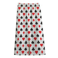 Playing Card Suits Pattern Print Cotton Front Slit Maxi Skirt