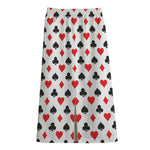 Playing Card Suits Pattern Print Cotton Front Slit Maxi Skirt