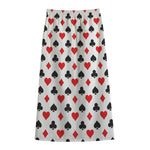 Playing Card Suits Pattern Print Cotton Front Slit Maxi Skirt