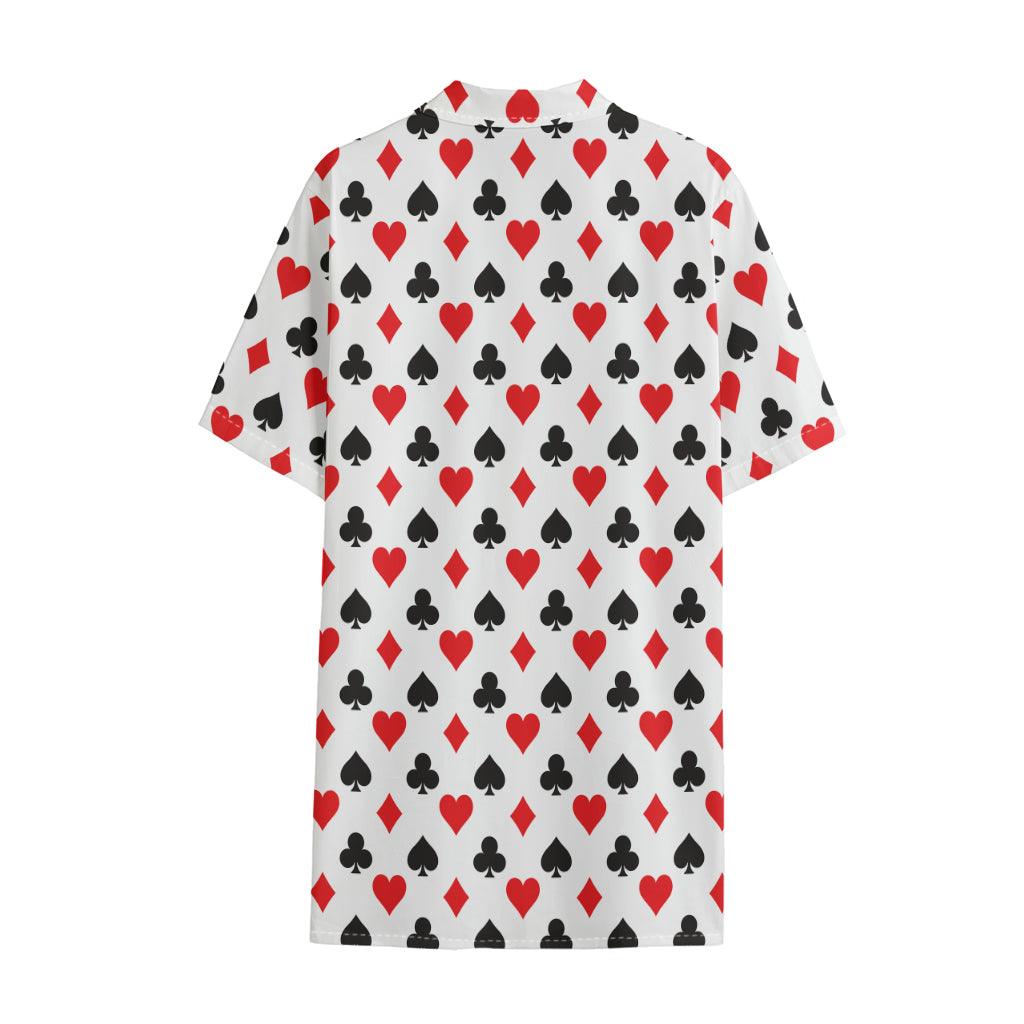 Playing Card Suits Pattern Print Cotton Hawaiian Shirt