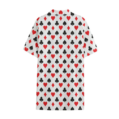 Playing Card Suits Pattern Print Cotton Hawaiian Shirt