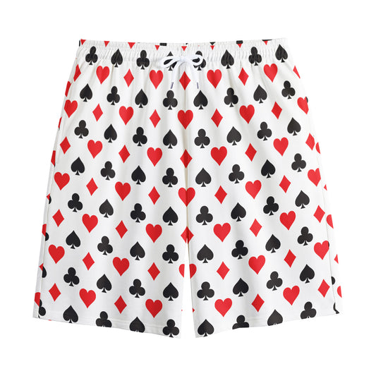 Playing Card Suits Pattern Print Cotton Shorts